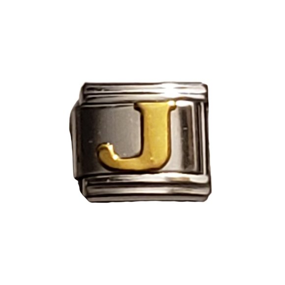 Italian Charm Bracelet Alphabet Letter Link - LETTER "J" - Picture 1 of 2